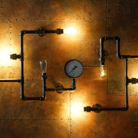 Papier peint Panoramique Tuyaux Ampoules