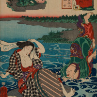 Papier Peint Panoramique Estampe 19e siècle Utagawa Kuniyoshi - Ochiai