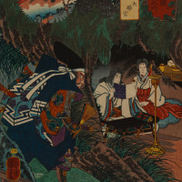 Papier Peint Panoramique Estampe 19e siècle Utagawa Kuniyoshi - Miyanokoshi
