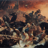 Papier Peint Panoramique Peinture 19e siècle Frédéric-Henri Schopin - Les Derniers jours de Pompéi