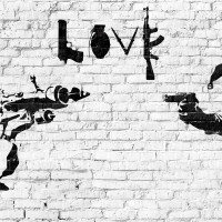 Papier Peint Panoramique Banksy - Guerre Clown Joconde