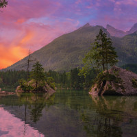Papier Peint Panoramique Lac île