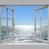 Papier Peint Panoramique Trompe l'Oeil Océan Fenêtre