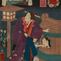 Papier Peint Panoramique Estampe 19e siècle Utagawa Kuniyoshi - Okegawa