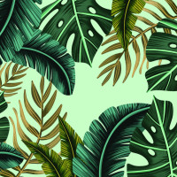 Papier peint Panoramique Feuilles tropicales 3