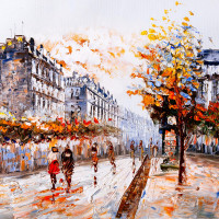 Papier Peint Panoramique Paris Peinture à l'huile