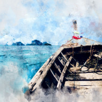 Papier Peint Panoramique Peinture Bateau
