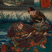 Papier Peint Panoramique Estampe 19e siècle Utagawa Kuniyoshi - Echigawa