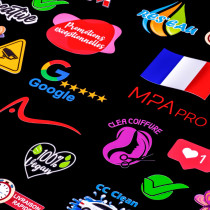 Autocollant à la forme sans marge blanche