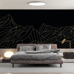 Papier Peint Panoramique Montagne Géométrique Or
