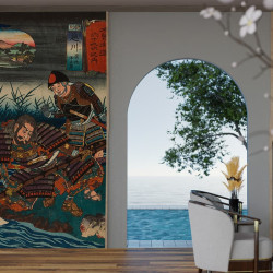 Papier Peint Panoramique Estampe 19e siècle Utagawa Kuniyoshi - Echigawa