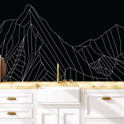 Papier Peint Panoramique Montagne Géométrique Blanc 2