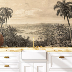 Papier Peint Panoramique Jungle Vintage Effet Dessin