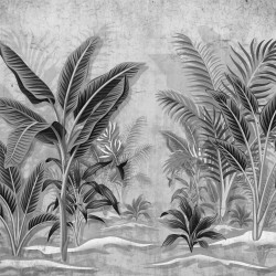 Papier Peint Panoramique Jungle Noir et Blanc 2