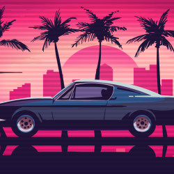 Papier Peint Panoramique Mustang Retro 80's Papier Peint Panoramique Mustang Retro 80's
