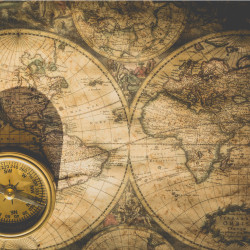 Papier peint Panoramique Boussole Mappemonde