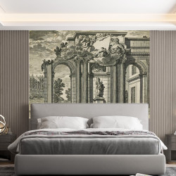 Papier Peint Panoramique Estampe 18e siècle Nicolas Langlois - La Perspective de la maison de Mr. Fieubet