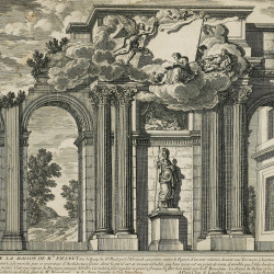 Papier Peint Panoramique Estampe 18e siècle Nicolas Langlois - La Perspective de la maison de Mr. Fieubet