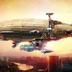 Papier Peint Panoramique Dirigeable Steampunk