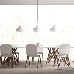 Papier Peint Panoramique Montagne Géométrique Or Blanc