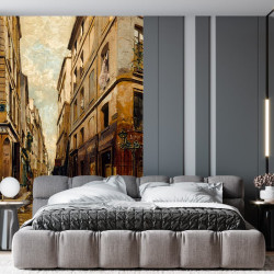 Papier Peint Panoramique Peinture 19e siècle Emmanuel Lansyer - La Rue de l'Hôtel-Colbert