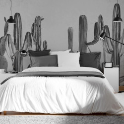 Papier Peint Panoramique Cactus Noir et Blanc