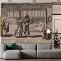 Papier Peint Panoramique Estampe 19e siècle Abraham Bosse - J'ai la siringue en main