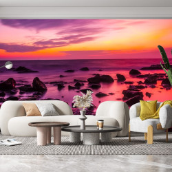 Papier Peint Panoramique Couché de Soleil Océan