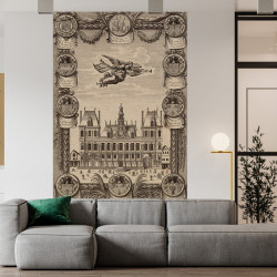 Papier Peint Panoramique Estampe 18e siècle Jean Frosne - L'Hostel de Ville de Paris