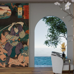 Papier Peint Panoramique Estampe 19e siècle Utagawa Kuniyoshi - Midono