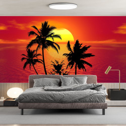 Papier Peint Panoramique Plage Palmiers 2