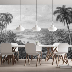 Papier Peint Panoramique Jungle Forêt Noir et Blanc