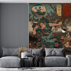 Papier Peint Panoramique Estampe 19e siècle Utagawa Kuniyoshi - Fukaya