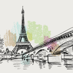 Papier Peint Panoramique Paris Peinture Aquarelle Papier Peint Panoramique Paris Peinture Aquarelle