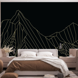 Papier Peint Panoramique Montagne Géométrique Or 2