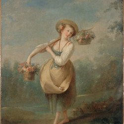 Papier Peint Panoramique Peinture 18e siècle Jean-Baptiste Huet - La Bouquetière Papier Peint Panoramique Peinture 18e siècle Jean-Baptiste Huet - La Bouquetière
