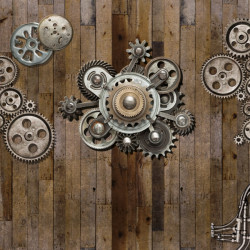 Papier peint Panoramique Rouages Bois