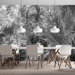 Papier Peint Panoramique Jungle Noir et Blanc