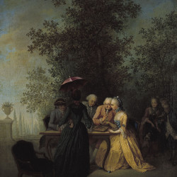 Papier Peint Panoramique Peinture 18e siècle Jean-Baptiste Hilaire - La Partie de dames