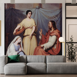 Papier Peint Panoramique Peinture 19e siècle Henry Scheffer - Jésus chez Marthe et Marie