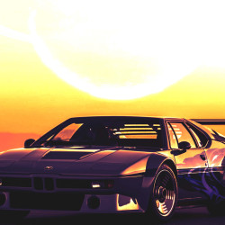 Papier Peint Panoramique BMW couché de soleil