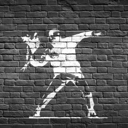 Papier Peint Panoramique Banksy - Rage The Flower Thrower Papier Peint Panoramique Banksy - Rage The Flower Thrower