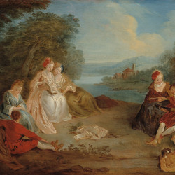 Papier Peint Panoramique Peinture 18e siècle Jean-Baptiste Pater - Le Repos sur la colline