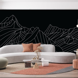 Papier Peint Panoramique Montagne Géométrique Blanc