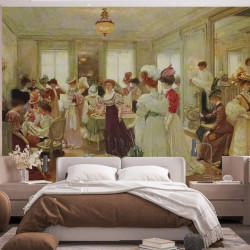 Papier Peint Panoramique Estampe 19e siècle Henri Gervex - Cinq heures chez Paquin