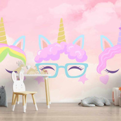 Papier Peint Panoramique Licornes Visages