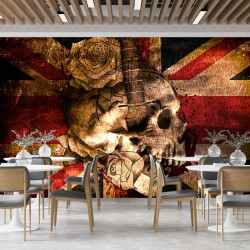 Papier Peint Panoramique Crane Tête de Mort Drapeau Anglais