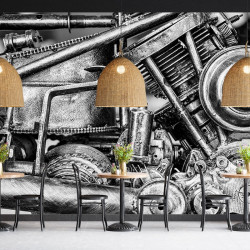 Papier Peint Panoramique Moteur Moto Vintage