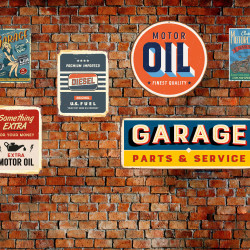 Papier Peint Panoramique Mur de Brique Plaques Vintage