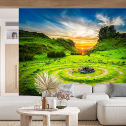 Papier Peint Panoramique île montagne